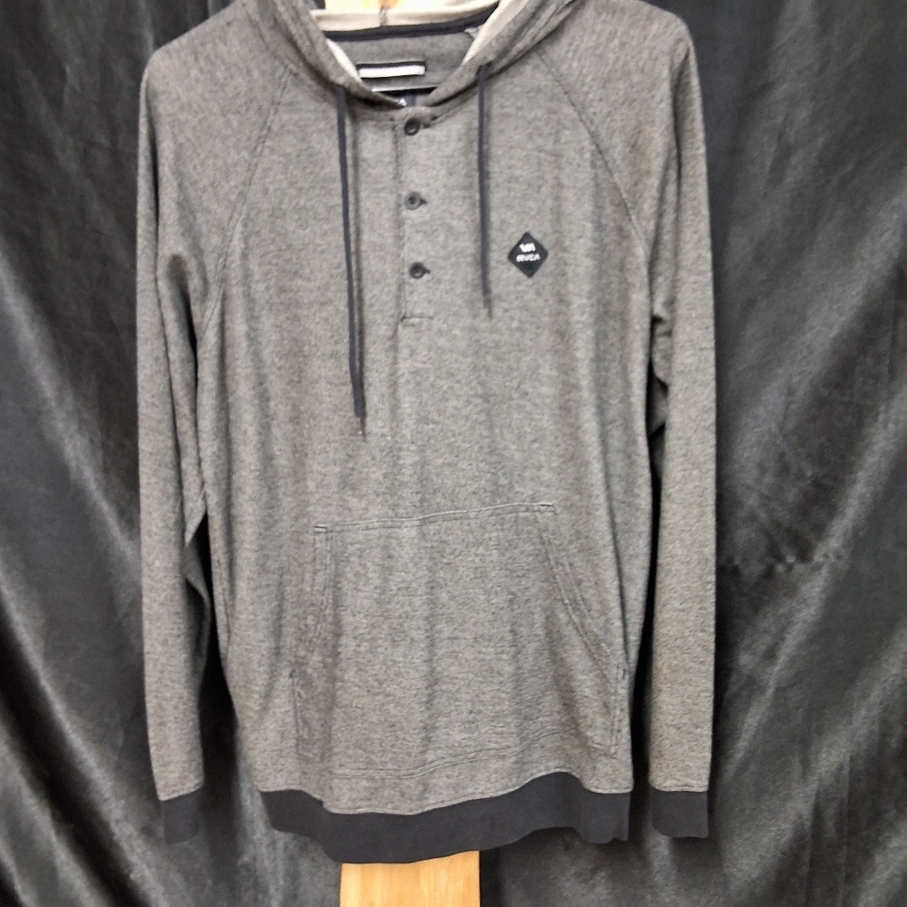 Grey RVCA size mens medium pullover hoodie with pockets - Picture 8 of 9
